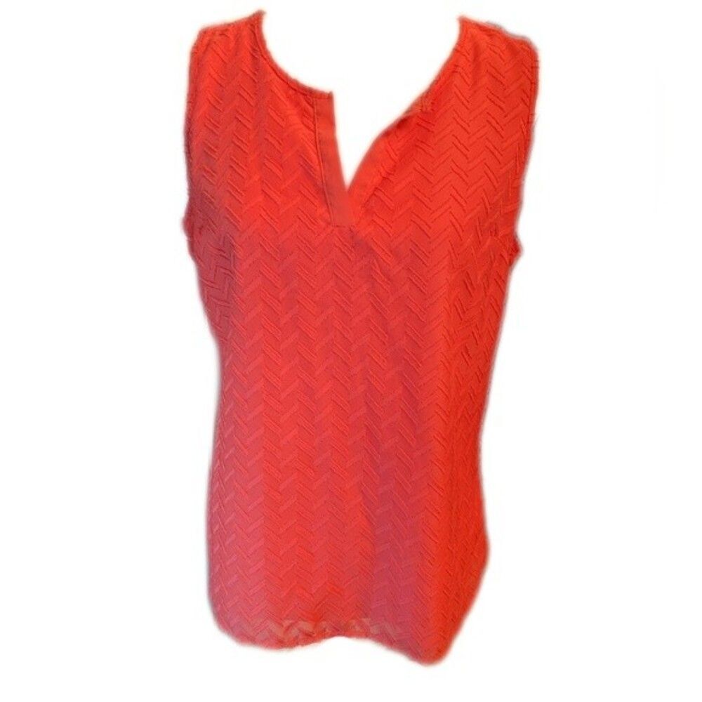 Market & Spruce (Stitch Fix) coral pink sleeveless blouse, v-neck, chevron L